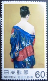 Selo postal do Japão de 1981 Kimono patterned with irises by Saburosuke Okada