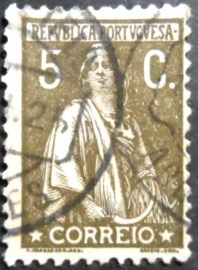 Selo postal de Portugal de 1923 Ceres 5