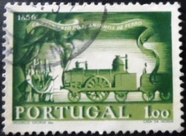 Selo postal de Portugal de 1956 First Locomotive