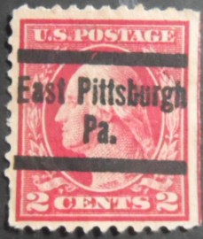 Selo postal dos Estados Unidos de 1916 George Washington precancels EA