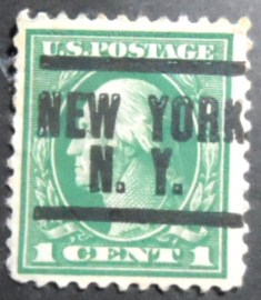 Selo postal dos Estados Unidos de 1916 George Washington precancels NY