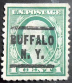 Selo postal dos Estados Unidos de 1916 George Washington precancels