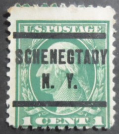 Selo postal dos Estados Unidos de 1916 George Washington precancels