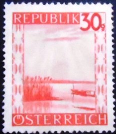 Selo postal da Áustria de 1947 Neusiedler Lake