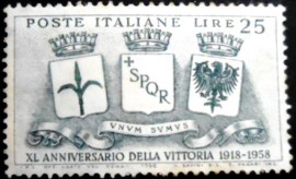 Selo postal da Itália de 1958 Coats of Arms of Trieste