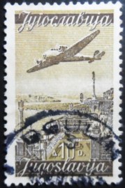 Selo postal da Iugoslávia de 1947 Plane over Terrace of Kalemegdan