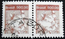 Par de selos postais do Brasil de 1982 Algodão