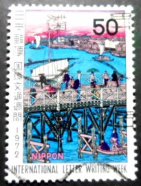 Selo postal do Japão de 1972 Eitai Bridge Tokyo