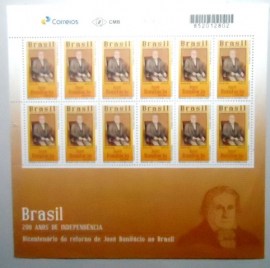 Folha de selos postais do Brasil de 2019 José Bonifácio ao Brasil