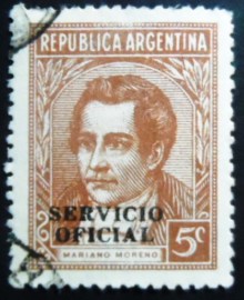 Selo postal da Argentina de 1939 Mariano Moreno ovpt