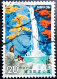 Selo postal do Japão de 1973 Quasi-National Parks Minoo Falls