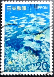 Selo postal do Japão de 1974 Coral Reef