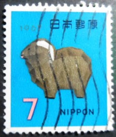 Selo postal do Japão de 1966 Ittobori Carved Sheep