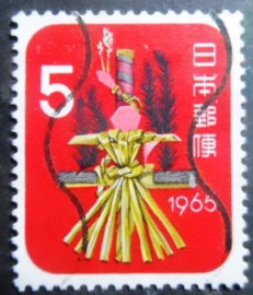 Selo postal do Japão de 1964 Straw Snake