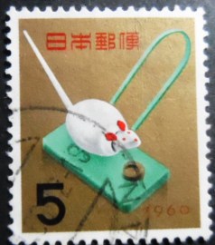 Selo postal do Japão de 1959 Wooden Komekui Nezumi