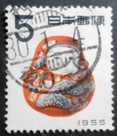 Selo postal do Japão de 1954 Kaga Hachiman-Okiagari Doll