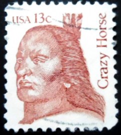 Selo postal Estados Unidos de 1982 Crazy Horse