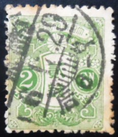 Selo postal do Japão de 1914 Tazawa 2 sen green