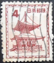 Selo postal do Japão de 1952 Ishiyama Temple's