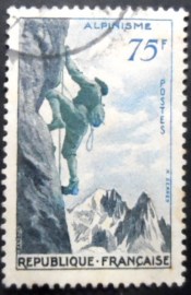 Selo postal da França de 1956 Mountaineering