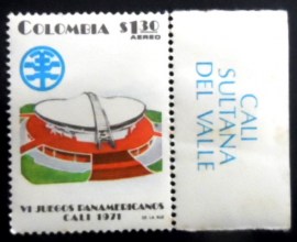 Selo postal da Colômbia de 1971 Racing hall