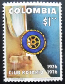 Selo postal da Colômbia de 1976 Rotary emblem