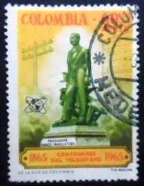 Selo postal da Colômbia de 1965 Monument Manuel Murillo Toro