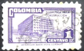 Selo postal da Colômbia de 1946 Ministry of Post and Telegraphs Building 1