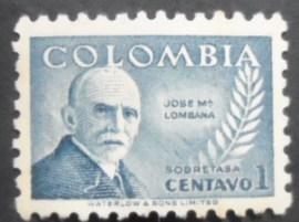 Selo postal da Colômbia de 1952 José María Lombana