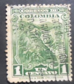Selo postal da Colômbia de 1935 Emerald Mine