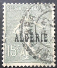 Selo postal da Argélia de 1924 Type Semeuse overprinted ALGERIE