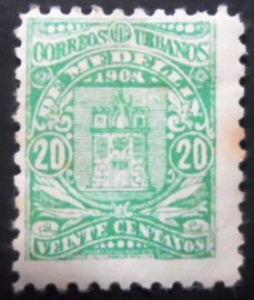 Selo postal da Colômbia de 1909 Coat of Arms 20