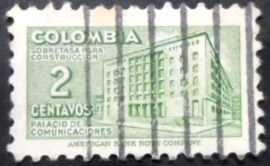 Selo postal da Colômbia de 1950 Communications Building 2