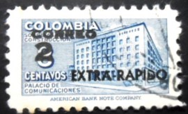 Selo postal da Colômbia de 1956 Post-building Overprinted 2