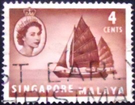 Selo postal de Cingapura de 1955 Twa-kow lighter