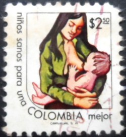 Selo postal da Colômbia de 1978 Infant at the breast