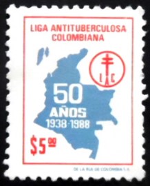 Selo postal da Colômbia de 1988 Anniversary LAC