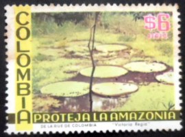 Selo postal da Colômbia de 1975 Giant Water Lily