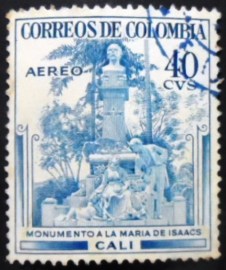 Selo postal da Colômbia de 1954 George Isaacs monument