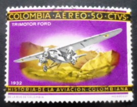 Selo postal da Colômbia de 1966 Trimotor Ford 1932