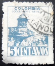 Selo postal da Colômbia de 1945 San Sebastian Fort