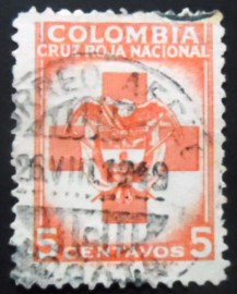 Selo postal da Colômbia de 1948 Red Cross