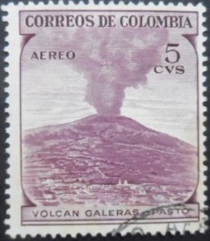 Selo postal da Colômbia de 1954 Galeras Volcano 5