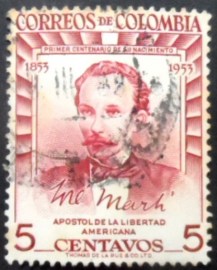 Selo postal da Colômbia de 1955 José Martí