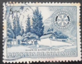 Selo postal da Colômbia de 1955 Bolivar's country house