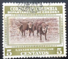 Selo postal do Brasil de 1956 Romo-Sinuano Cattle