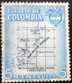 Selo postal da Colômbia de 1956 San Andres Archipelago