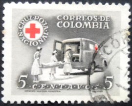 Selo postal da Colômbia de 1958 Nurses and Ambulances