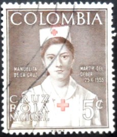 Selo postal da Colômbia de 1961 Manuelita de la Cruz