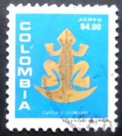 Selo postal da Colômbia de 1979 Gold frog